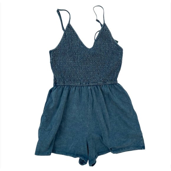 wild fable Pants - Wild Fable NWT Teal Washed V Neck Smocked Romper M